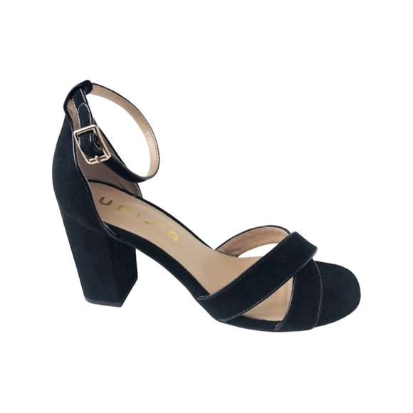Unisa Rexxa Ankle Strap Sandals in Black Suede, Size 8.5, EXCELLENT! - Picture 1 of 9